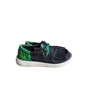 Hey Dude Wally Funk Y Gaming black and green kids slip-on shoes J3 Minecraft